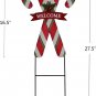 Christmas Candy Cane Garden Stake, Metal Candy Cane Welcome Sign Wall Decor, 27"