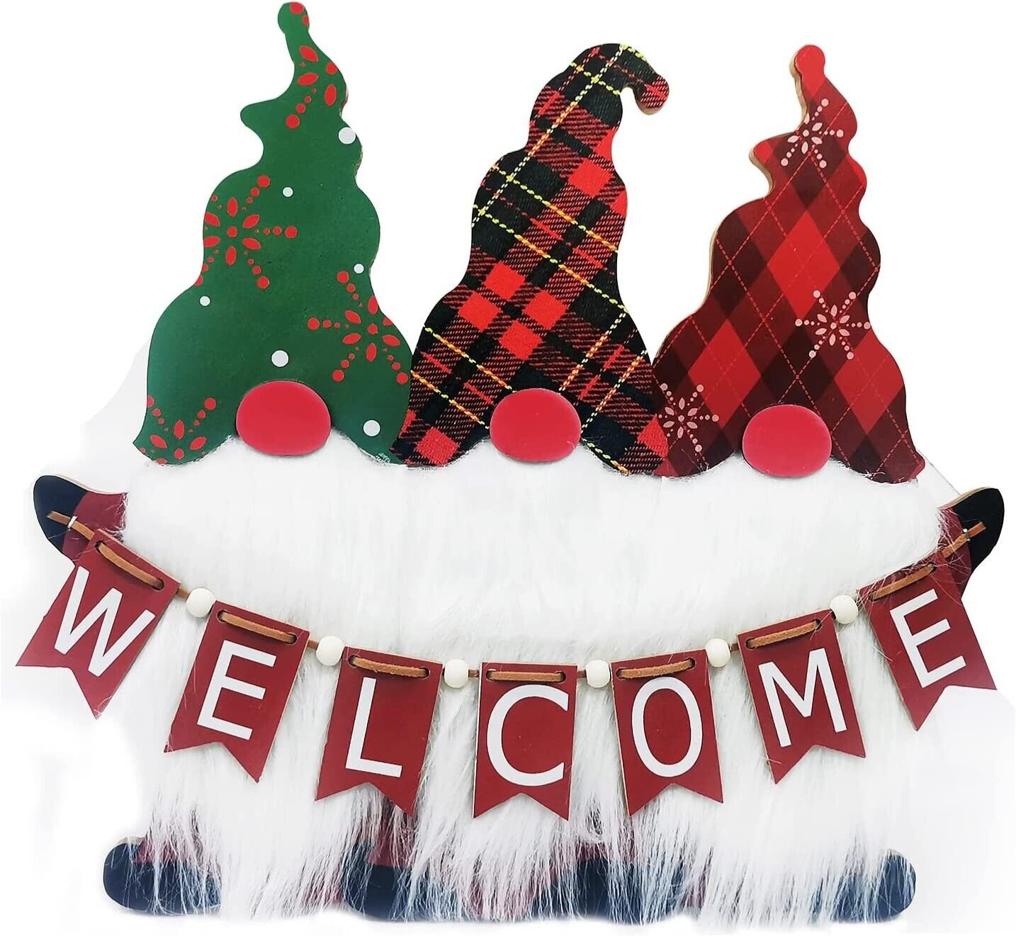 Christmas Gnome Welcome Sign Christmas Table Decorations Santa Gnome Wooden Sign