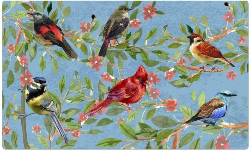 Rubber Welcome Birds Door Mat, Decorative Indoor Outdoor Doormat Non Slip Front