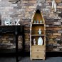 Wooden Boat Decor with Shelf Drawer Hanging Wood Boat for Wall, Rustic Nautical