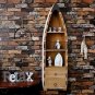 Wooden Boat Decor with Shelf Drawer Hanging Wood Boat for Wall, Rustic Nautical