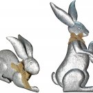Metal Bunny Decor Spring Easter Bunny Rabbits Outdoor Garden yardStatue Set of 2 Metal Bunny Decor Spring Easter Bunny Rabbits Outdoor Garden yardStatue Set of 2