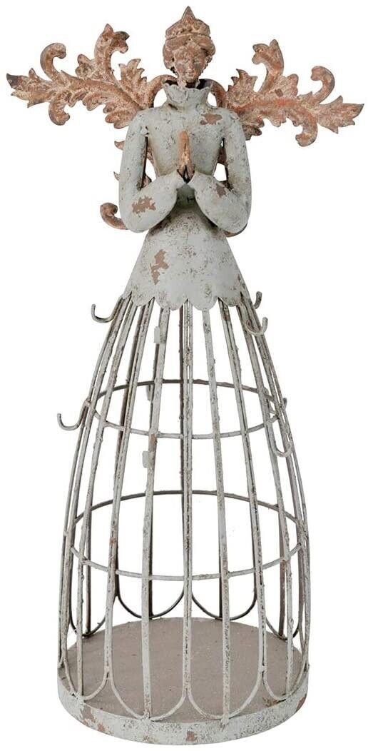 Antiqued Praying Metal Garden Angel Statue with Hooks, Indoor Outdoor ...