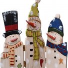 Wood Snowman Tabletop Decoration Triple Snowman Decorative Folding Screen Snowma Wood Snowman Tabletop Decoration Triple Snowman Decorative Folding Screen Snowma