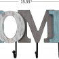 Rustic Wood Home Letter Sign with 4 Hooks Cutout Home Sign Wall Mounted Key Rack