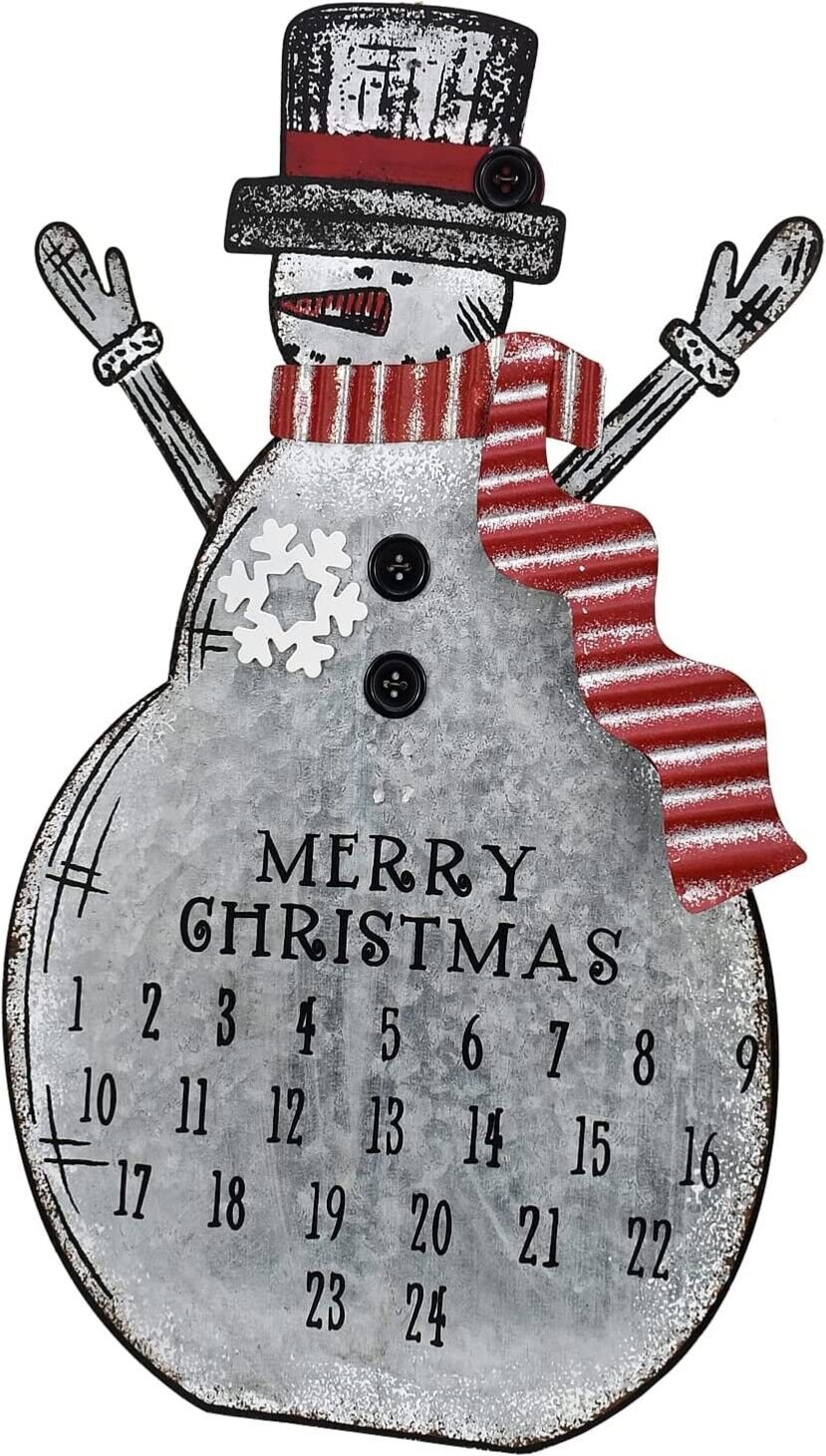 Rustic Snowman Snowflake 24 Days Countdown to Christmas Snowman Table Top Wall H