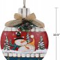 Rustic Christmas Sign Snowman Decor Wreath Hanging with Bow Berries Pine Cone, R