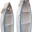 Set of 2 Wooden Nautical Boat Display Shelf Beach Theme Table Decor StandingBoat