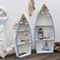 Set of 2 Wooden Nautical Boat Display Shelf Beach Theme Table Decor StandingBoat