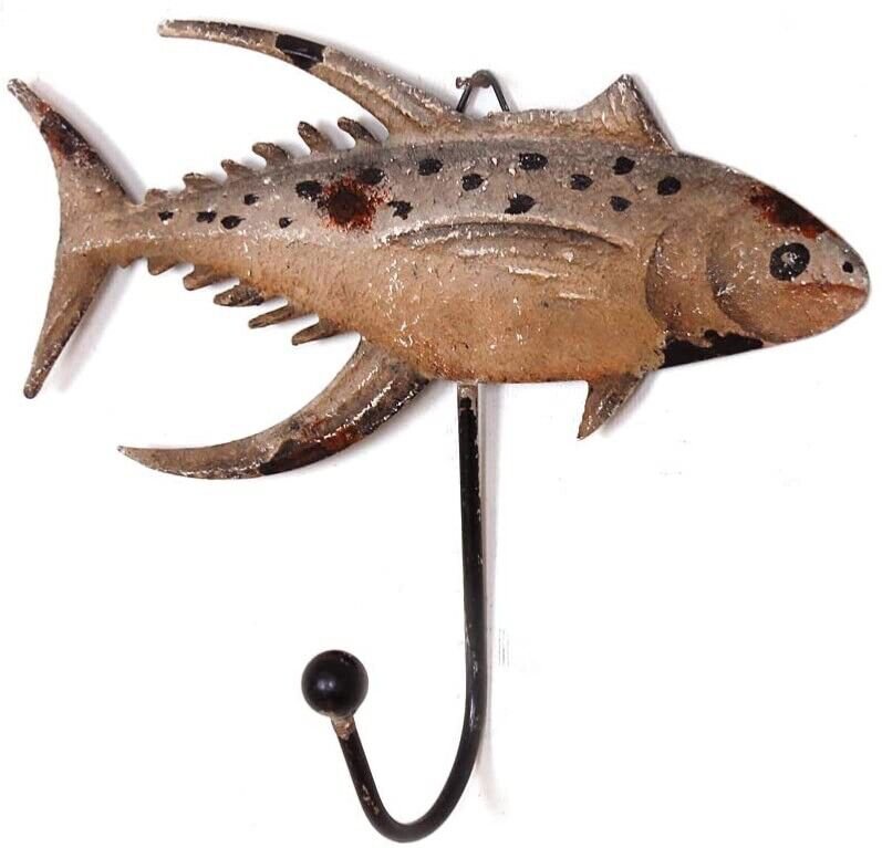 Metal Fish Hook Wall Decor Key Holder, Towel Apron Hook Decorative Wall Hanger L