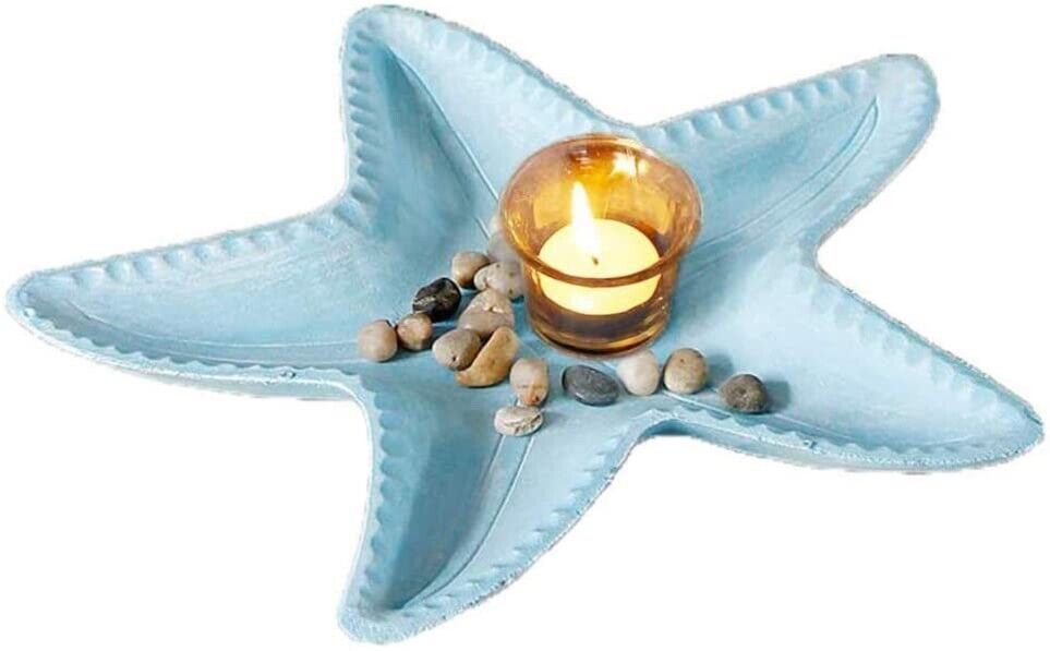 Resin Starfish Tray Decorative Centerpiece Bowl Coffee Table Mantle Decor Aqua
