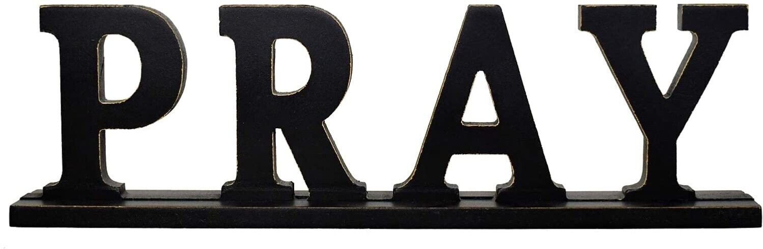 Rustic Wood Pray Sign for Home Decor, Decorative Wooden Cutout Word Decor Freest