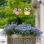 Metal Owl Garden Stake Set of 2, Indoor Outdoor Owl Decor for Patio Lawn Ornamen
