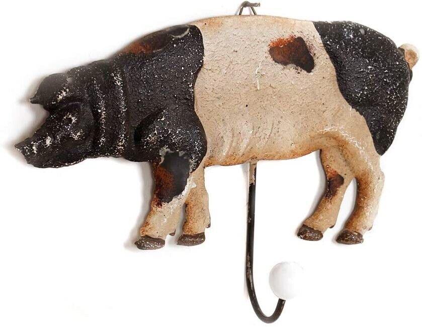 Metal Farmhouse Pig Wall Hook Coat Hook Hanger Decor Pig Key Hook Wall Hanging
