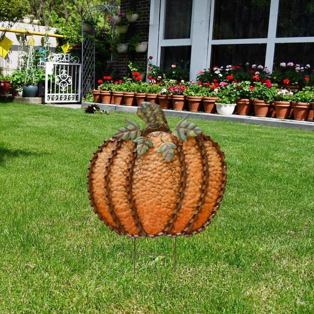 Pumpkin Garden Stake Metal Yard Sign Fall Decor, Decorative D&Atilde;&copy;cor Outdoor Autumn