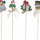Christmas Yard Garden Stake Flower Pot Decoration Set of 4, Santa Claus Candy Ca