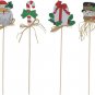 Christmas Yard Garden Stake Flower Pot Decoration Set of 4, Santa Claus Candy Ca
