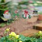 Christmas Yard Garden Stake Flower Pot Decoration Set of 4, Santa Claus Candy Ca