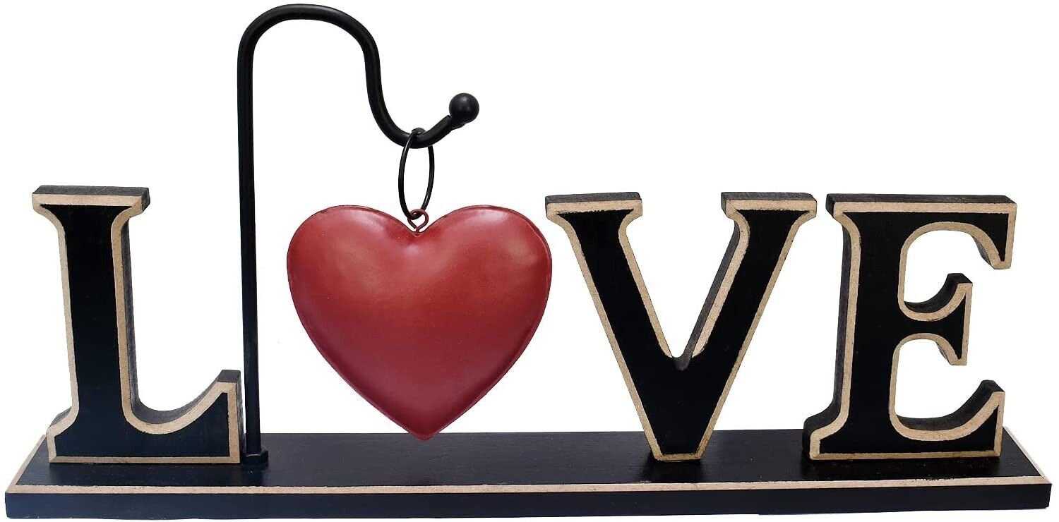 Wood Love Sign Decorative Cut Out Rustic Freestanding Block Letter valentine&acirc;��s