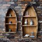 Wooden Boat Decor Hanging Wood Boat Decoration for Wall Rustic Nautical Standing