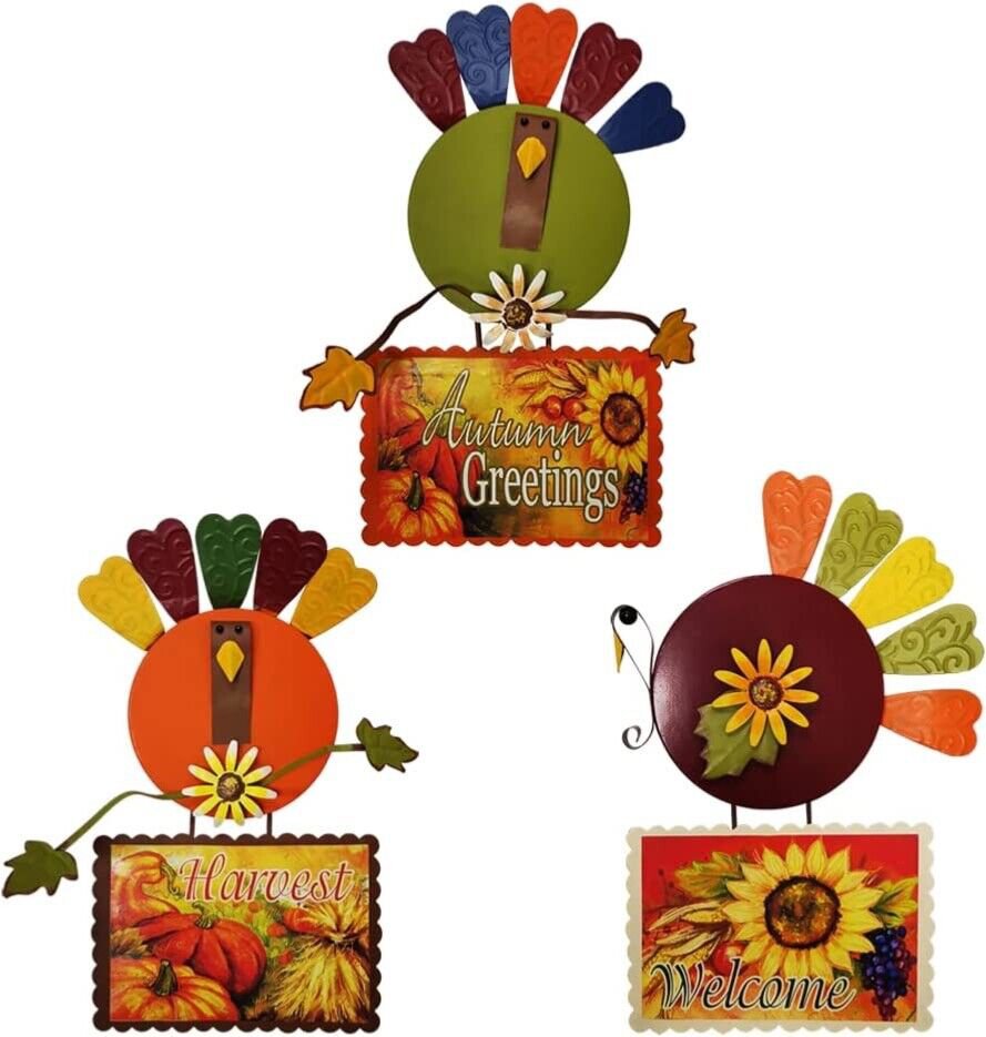 Thanksgiving Metal Turkey Hanging Door Sign Wall Decor Turkey Welcome Fall Sign