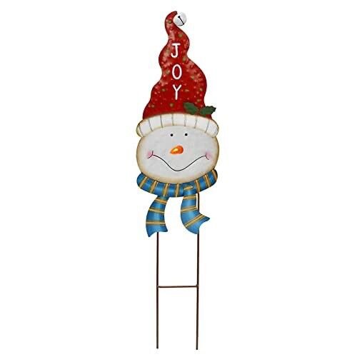 Christmas Snowman Garden Stake Decor Joy Decoration, Outdoor Metal Yard Sign Law