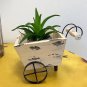 Wooden Planter Set of 2 Decorative Plant Pot Holder with Wheels Flower Pots Cont