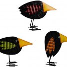 Metal Bird Figurine Home Decor Accent Set of 3 Rustic Bird Statue Tabletop Decor