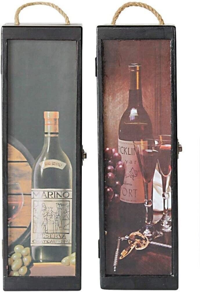 Wooden Grassroots Vintage Design Wine Bottle Gift Box Travel Storage Box setof 2