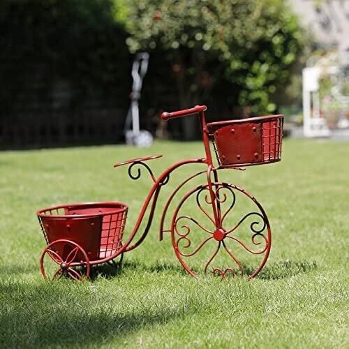 18.5x27.5x9.75" Tricycle Plant Stand Flower Pot Holder Terrace Nostalgic Bicycle