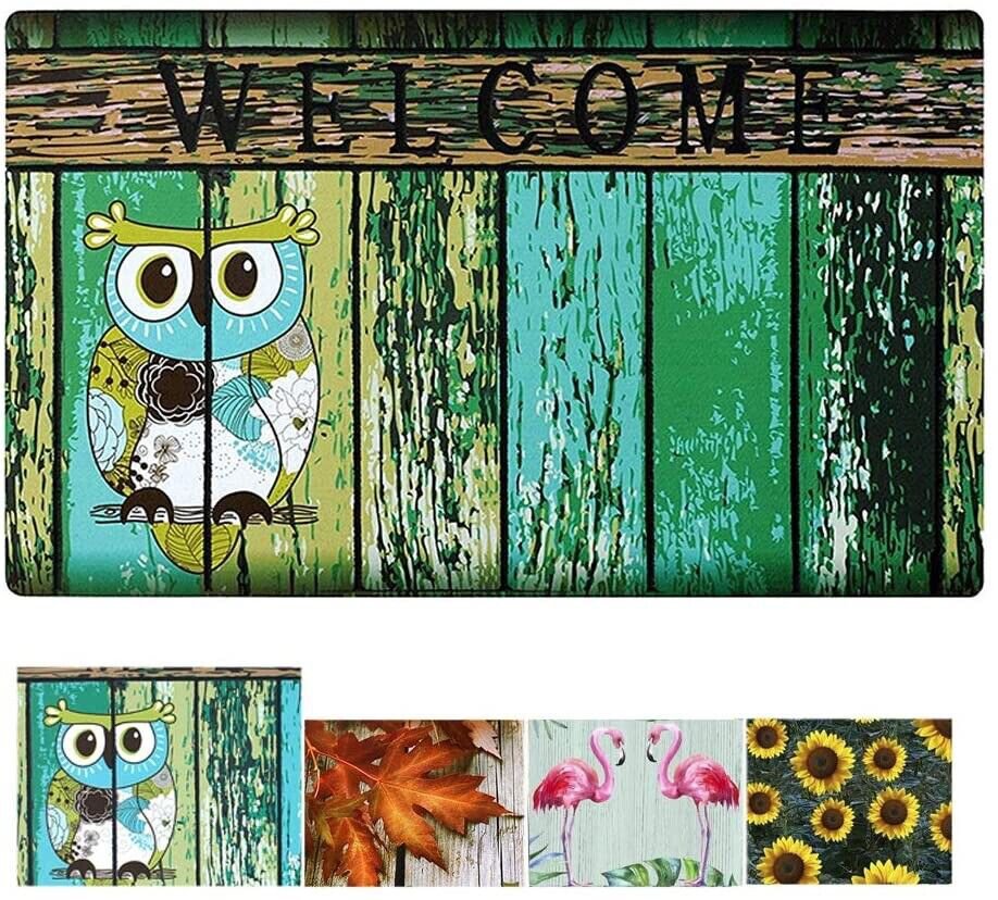 Owl Print Welcome Doormat Decorative Entrance Floor Mat Indoor Front Door Mat...