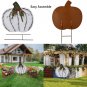 2set Pumpkin Garden Stake Metal Pumpkin Yard Sign Fall Decor, Decorative Garden