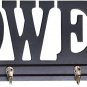 Black Wood Towel Hooks for Bathroom Decorative Cutout Word Sign Wall Decor
