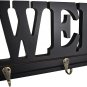 Black Wood Towel Hooks for Bathroom Decorative Cutout Word Sign Wall Decor