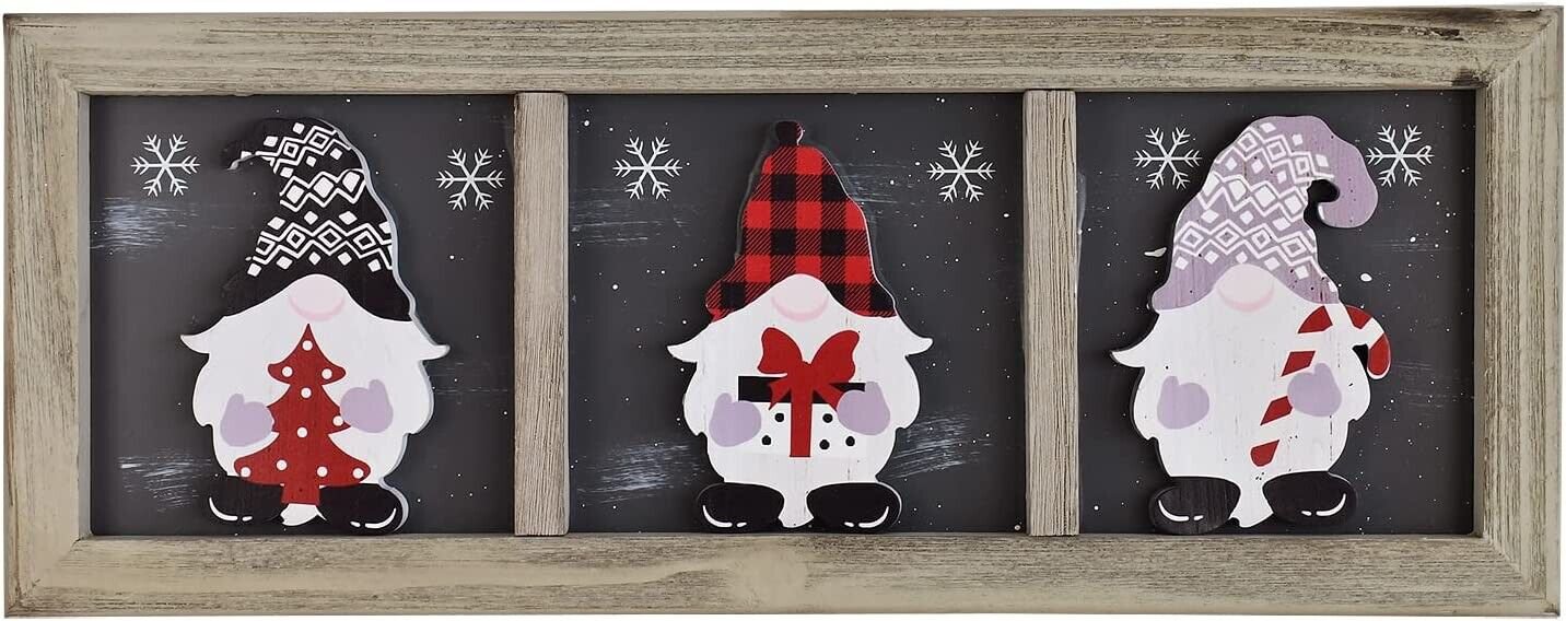 Wall Art Wooden Santa Gnome Plaque Sign Holiday Decorative Sign Hanging Xmas D&Atilde;&copy;c