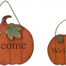 Wood Pumpkin Welcome Sign Fall Front Door Decor, Rustic Hanging Welcome Pumpkin