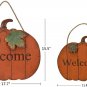 Wood Pumpkin Welcome Sign Fall Front Door Decor, Rustic Hanging Welcome Pumpkin