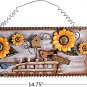 Vintage Sunflower Decor Welcome Sign for Front Door, Garden Themed Welcome Door