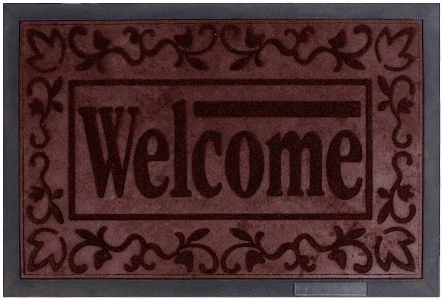 Rubber Welcome Doormat 16''x24'' Patio Rug Dirt Debris Mud Trapper Out Door Mat