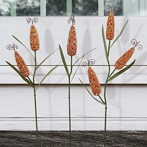 Metal Autumn Harvest Corn Stalk Decoration Decorative Yard Lawn Garden PatioYard