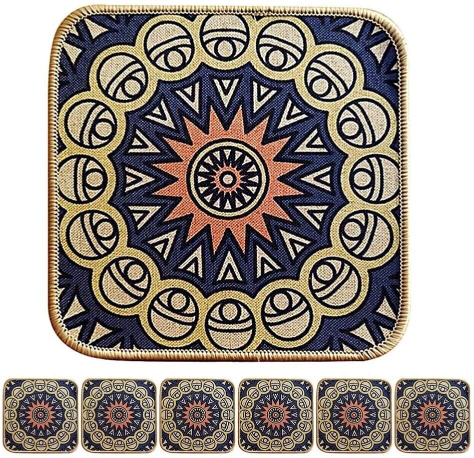 Colorful Boho Plant Pot Mat Set of 6 Absorbent Non Slip Plant Pot Pad for Table