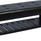 Storage Ottoman Bench - Black Faux Leather Footrest Seat Rectangular Upholstered Storage Ottoman Bench - Black Faux Leather Footrest Seat Rectangular Upholstered