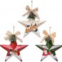 Christmas Ornaments 3D Star Barn Wall Decor Hand Painted 12”( White Red Green)