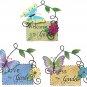 Metal Garden Welcome Sign with Butterfly Decor Set of 3, Outdoor Hanging Welcome
