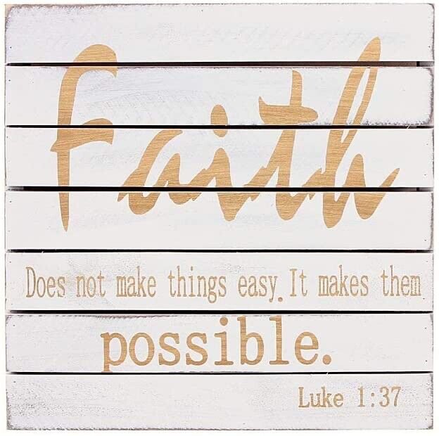 Wood Wall Plaque Faith Sign, Bible Verse Wall Art Hanging Decoration 9.75&acirc;��x9.75&acirc;��