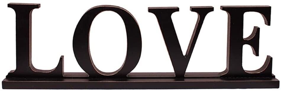 Wooden LOVE Sign Home Decor Table Top Sign Freestanding Decorative Wood Cutout L