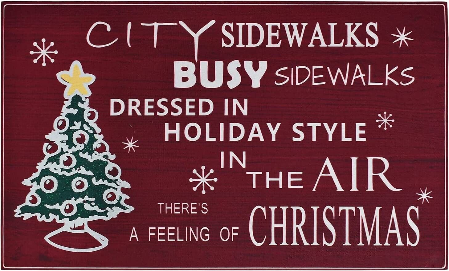 Rubber Welcome Door Mat, Decorative Indoor Outdoor Merry Christmas Doormat Red
