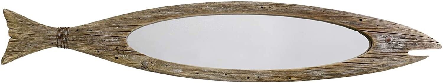 Rustic Wood Fish Mirror Decorative for Living Rm BathRm BedRm Nautical style