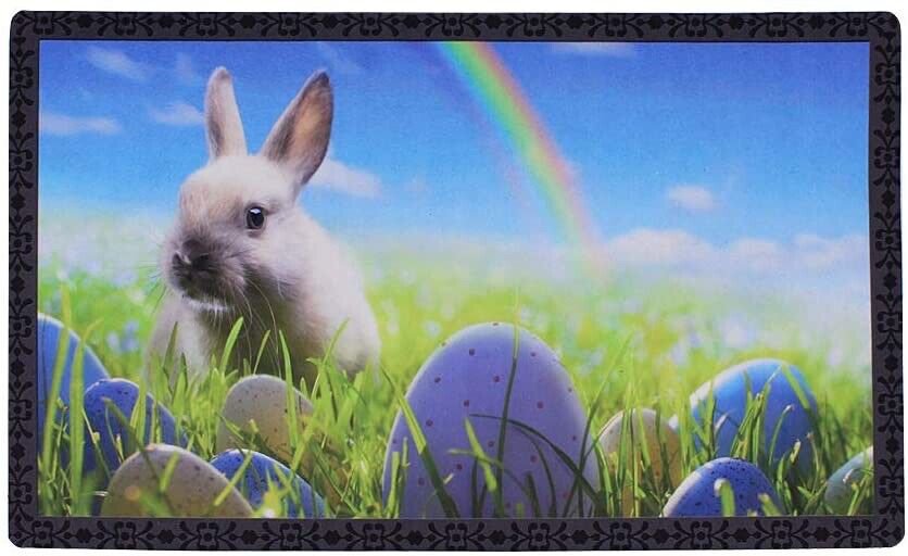 Bunny Egg Welcome Door Mat Outdoor Indoor Enty Floor Mat Entrance Rug Non Slip