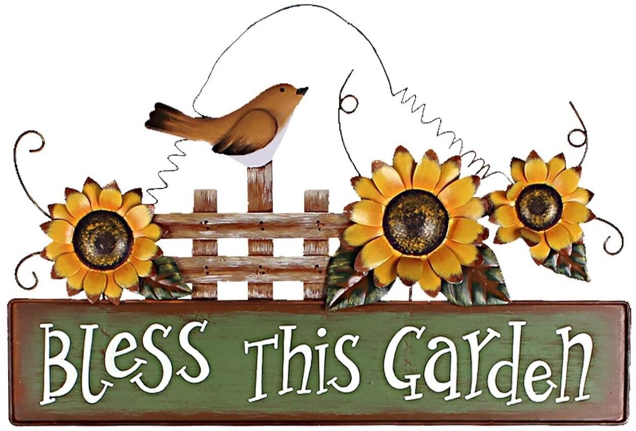 Metal Sunflower Welcome Sign Decorative Front Door Wall Plaque Decor Hanging Out
